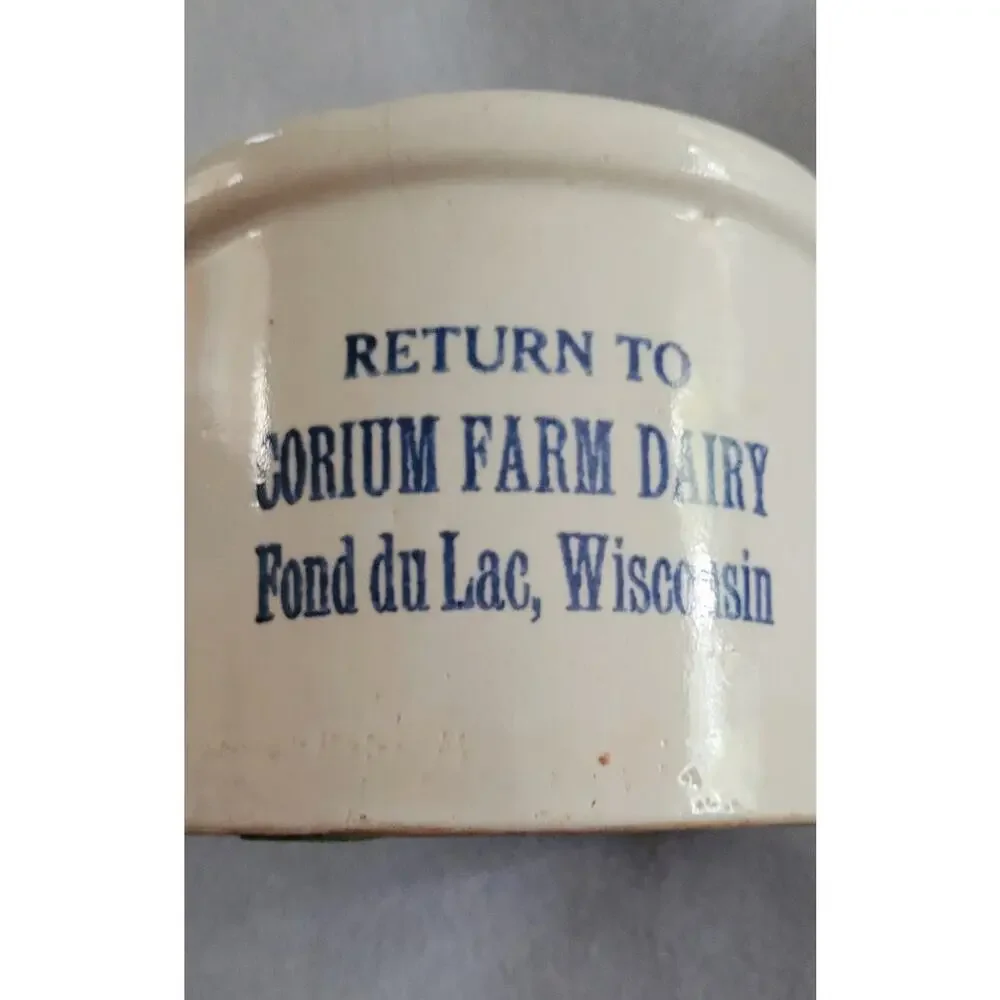 CORIUM FARM DAIRY Fond du Lac Wisconsin Butter Crock/Stoneware-Antique 1920-30's